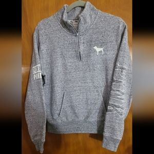 Victoria's Secret VS PINK pink Pullover Sweatshirt 1/4 zip Size S /p